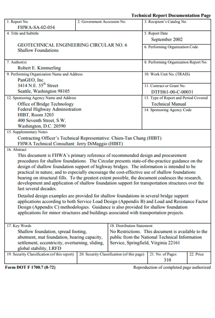 Geotechnical Engineering Circular No. 6 - Shallow Foundations